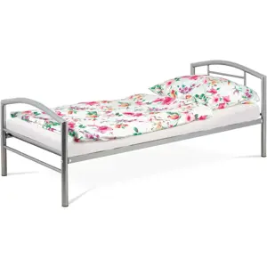 Autronic Postel jednolůžková 90x200, kov šedý lesk BED-1900 SIL