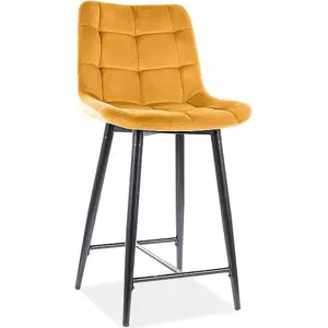 Casarredo Barová čalouněná židle SIK VELVET žlutá/černá