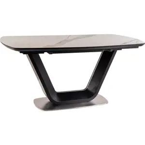 Casarredo Jídelní stůl rozkládací 160x90 ARMANI ceramic bílý mramor/černý mat
