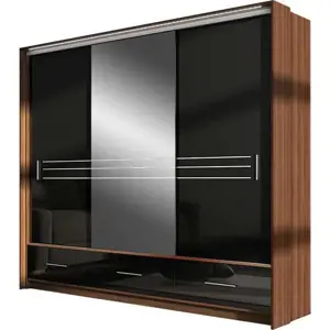 Casarredo Šatní skříň AMSTERDAM 250L se zrcadlem černá