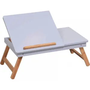 Tempo Kondela Příruční stolek na notebook / držák na tablet MELTEN - bílá / přírodní bambus + kupón KONDELA10 na okamžitou slevu 3% (kupón uplatníte v košíku)