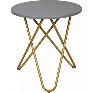 Tempo Kondela Příruční stolek RONDEL - šedá/zlatý nátěr + kupón KONDELA10 na okamžitou slevu 3% (kupón uplatníte v košíku)