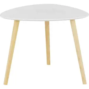 Tempo Kondela Příruční stolek TAVAS - bílá/přírodní dřevo + kupón KONDELA10 na okamžitou slevu 3% (kupón uplatníte v košíku)