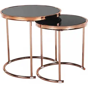 Tempo Kondela Set 2 konferenčních stolků MORINO - rose gold chrom růžová/černá + kupón KONDELA10 na okamžitou slevu 3% (kupón uplatníte v košíku)