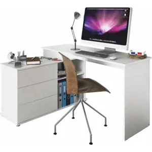 Produkt Tempo Kondela Univerzální rohový PC stůl TERINO - bílá + kupón KONDELA10 na okamžitou slevu 3% (kupón uplatníte v košíku)