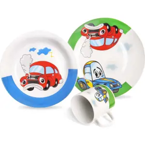 3dílný dětský porcelánový jídelní set Orion Cars