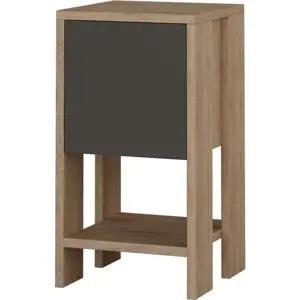 Produkt Antracitový noční stolek s detaily v dekoru dubového dřeva Garetto Ema