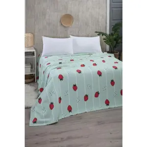 Bavlněný přehoz v mentolové barvě 170x230 cm Strawberry – Mila Home