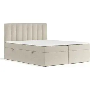 Béžová boxspring postel s úložným prostorem 140x200 cm Novento – Maison de Rêve