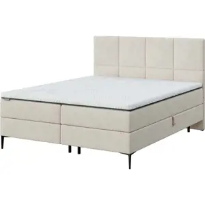 Béžová boxspring postel s úložným prostorem 160x200 cm Bufo – MESONICA