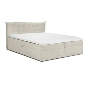 Produkt Béžová boxspring postel s úložným prostorem 200x200 cm Echaveria – Mazzini Beds