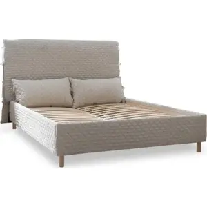 Béžová čalouněná dvoulůžková postel s roštem 140x200 cm Sleepy Luna – Miuform