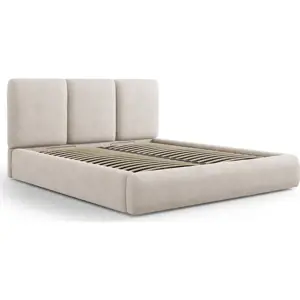 Produkt Béžová čalouněná dvoulůžková postel s úložným prostorem s roštem 140x200 cm Brody – Mazzini Beds