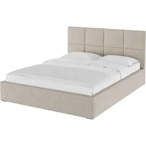 Produkt Béžová čalouněná dvoulůžková postel s úložným prostorem s roštem 140x200 cm Bufo Bed – MESONICA