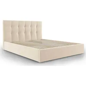 Produkt Béžová čalouněná dvoulůžková postel s úložným prostorem s roštem 180x200 cm Nerin – Mazzini Beds