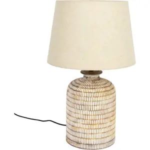 Béžová stolní lampa s lněným stínidlem Russel - Dutchbone