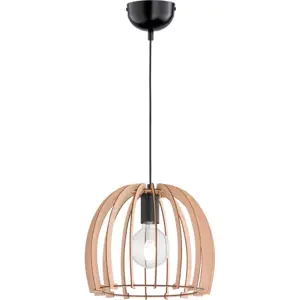 Produkt Béžové závěsné svítidlo ze dřeva a kovu Trio Pendant Wood, výška 150 cm