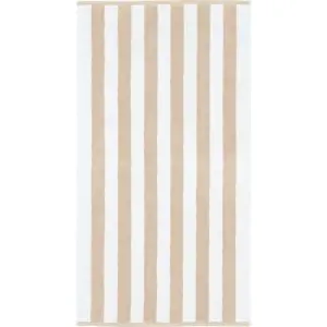 Béžovo-bílý bavlněný ručník 50x85 cm Stripe Jacquard – Bianca