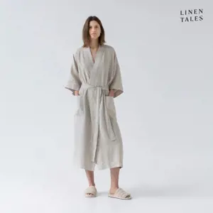 Produkt Béžový lněný župan velikost L/XL Summer – Linen Tales