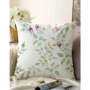 Béžový povlak na polštář s příměsí bavlny Minimalist Cushion Covers Roses, 55 x 55 cm