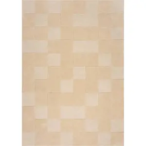 Béžový vlněný koberec 170x120 cm Checkerboard - Flair Rugs