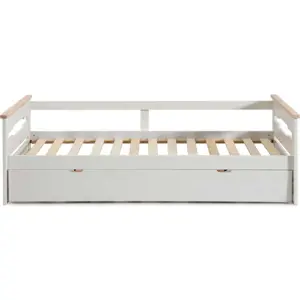 Bílá dětská postel z borovicového dřeva s výsuvným lůžkem 90x190 cm Elisa – Marckeric