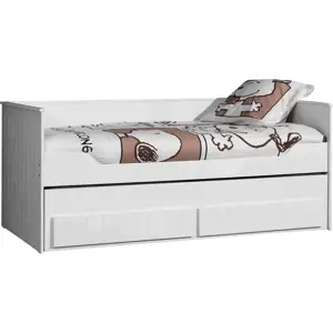 Produkt Bílá dětská postel z borovicového dřeva s výsuvným lůžkem s úložným prostorem 90x200 cm Robin – Vipack