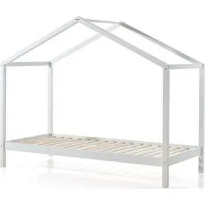 Bílá domečková dětská postel z borovicového dřeva 90x200 cm DALLAS – Vipack