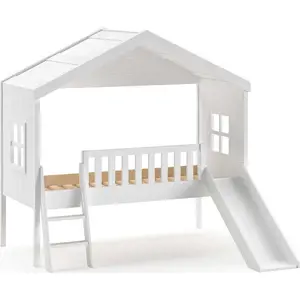 Produkt Bílá domečková vyvýšená dětská postel z borovicového dřeva 90x200 cm – Vipack