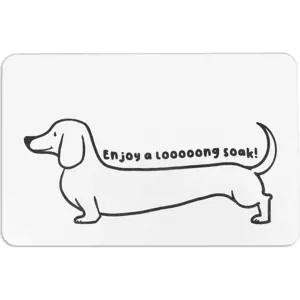 Produkt Bílá koupelnová předložka z křemeliny 39x60 cm Dachshund – Artsy Doormats