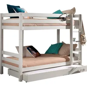 Produkt Bílá patrová dětská postel z borovicového dřeva s úložným prostorem PINO – Vipack
