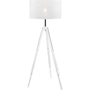 Bílá stojací lampa s textilním stínidlem, výška 130 cm Sofia – LAMKUR