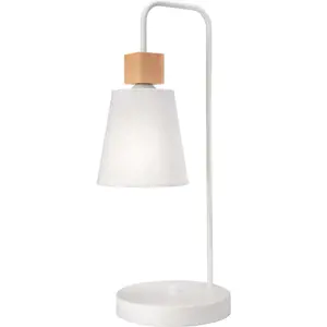 Bílá stolní lampa s textilním stínidlem, výška 52 cm Enrico – LAMKUR