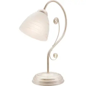 Bílá stolní lampa se skleněným stínidlem, výška 39 cm Emilio – LAMKUR