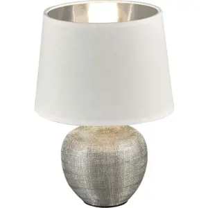 Produkt Bílá stolní lampa z keramiky a tkaniny Trio Luxor, výška 26 cm