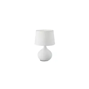 Bílá stolní lampa z keramiky a tkaniny Trio Martin, výška 29 cm