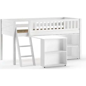 Produkt Bílá vyvýšená dětská postel z borovicového dřeva s úložným prostorem 90x200 cm SCOTT – Vipack