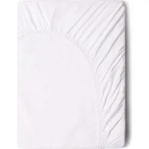 Bílé bavlněné elastické prostěradlo Good Morning, 180 x 200 cm