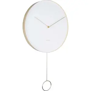 Bílé nástěnné kyvadlové hodiny Karlsson Pendulum, ø 34 cm