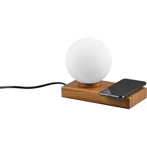 Produkt Bílo-hnědá stolní lampa s bezdrátovou nabíječkou (výška 15 cm) Chloe – Trio