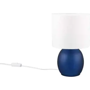 Bílo-modrá stolní lampa s textilním stínidlem (výška 29 cm) Vela – Trio