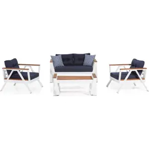 Produkt Bílo-modrý zahradní lounge set pro 4 Atlas – Floriane Garden