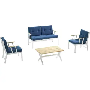 Produkt Bílo-modrý zahradní lounge set pro 4 Lotus – Floriane Garden