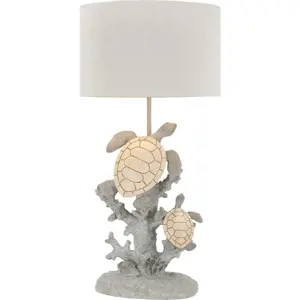 Bílo-šedá stolní lampa s textilním stínidlem (výška 63,5 cm) Turtle – Mauro Ferretti