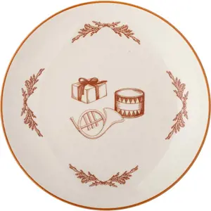 Produkt Bílý dezertní talíř s vánočním motivem z kameniny ø 20,5 cm Beth – Bloomingville