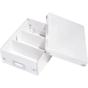 Bílý kartonový úložný box s víkem 22x28x10 cm Click&Store – Leitz