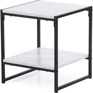 Produkt Bílý konferenční stolek s deskou v dekoru mramoru 40x40 cm Coxe – Homede