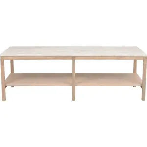 Produkt Bílý konferenční stolek s deskou z kamene 140x60 cm Orwel - Rowico