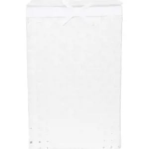 Bílý koš na prádlo s víkem Compactor Laundry Basket Linen, výška 60 cm