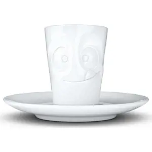 Bílý mlsný porcelánový šálek na espresso s podšálkem 58products, objem 80 ml